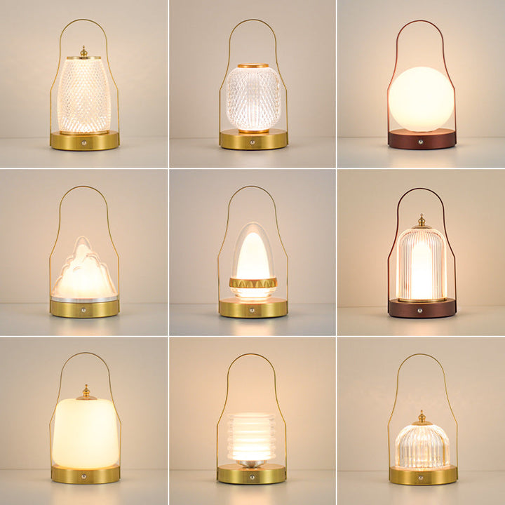 Contemporary Creative Cylinder Round Ball Mountain Shape Round Base Iron Acrylic LED Table Lamp For Bedroom