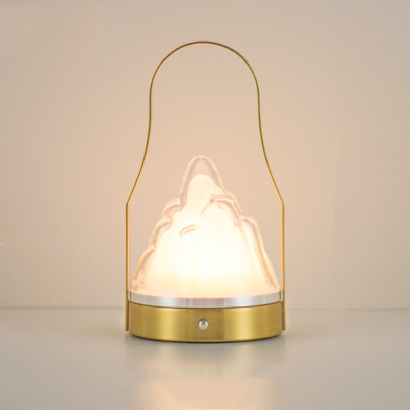 Contemporary Creative Cylinder Round Ball Mountain Shape Round Base Iron Acrylic LED Table Lamp For Bedroom