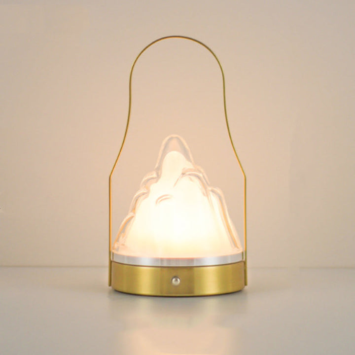 Contemporary Creative Cylinder Round Ball Mountain Shape Round Base Iron Acrylic LED Table Lamp For Bedroom