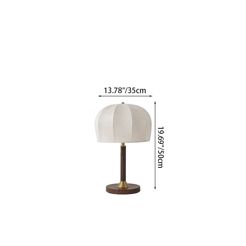 Traditional Vintage Round Iron Fabric 1-Light Table Lamp For Bedroom