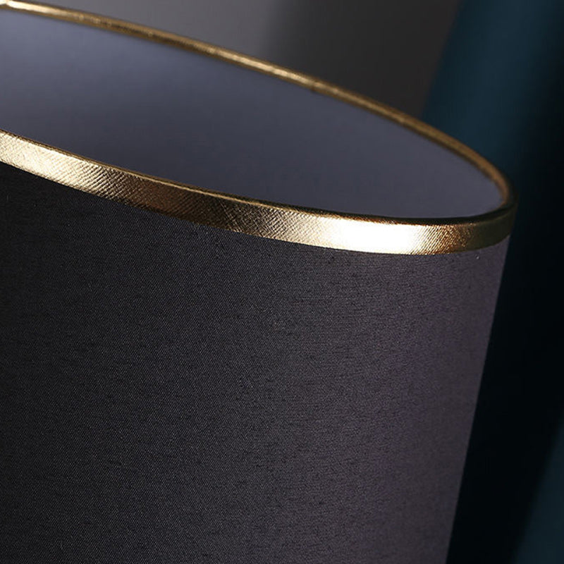 Modern Luxury Cylinder Metal Fabric 1-Light Table Lamp For Bedroom