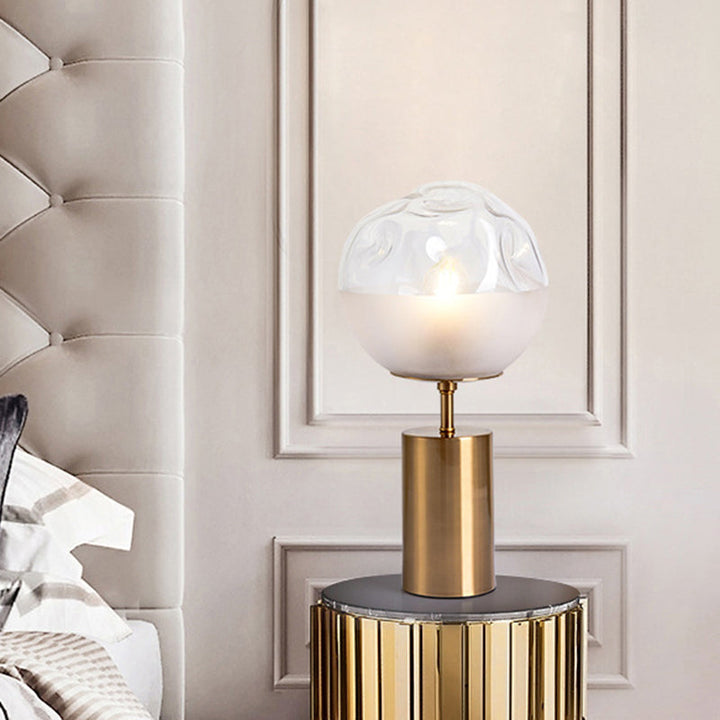 Contemporary Nordic Globe Glass Iron 1-Light Table Lamp For Bedroom