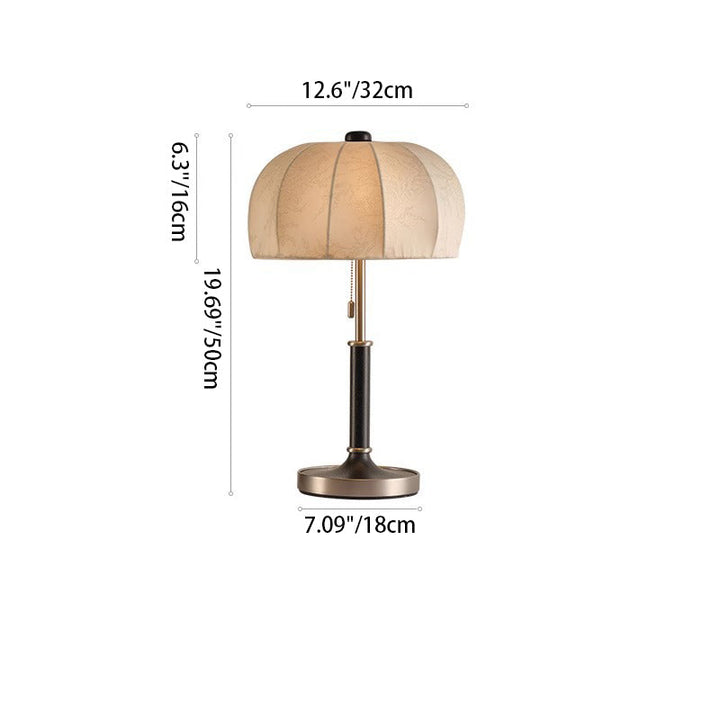 French Dome Table Lamp – 1-Light Ash Wood &amp; Metal Base with Fabric Shade for Bedroom