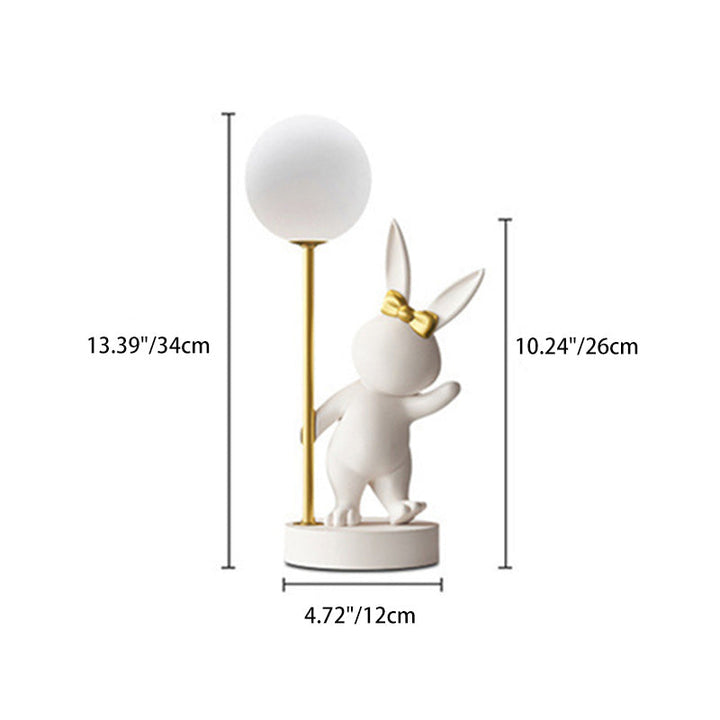 Contemporary Kids Table Lamp – Cartoon Rabbit Ceramic &amp; Metal LED Light for Bedroom