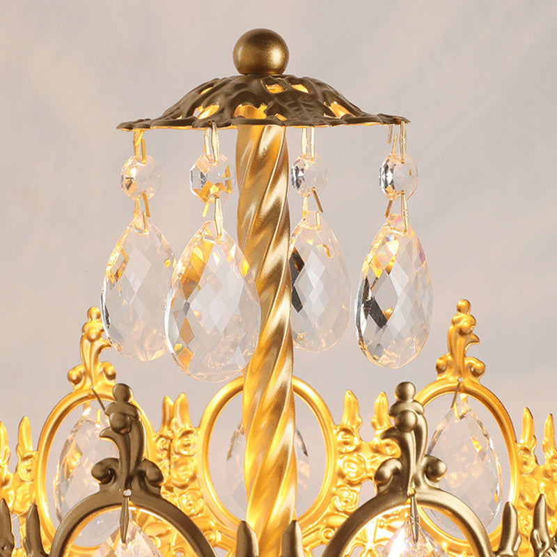 Modern Luxury Crown Iron Crystal 2-Light Table Lamp For Bedroom