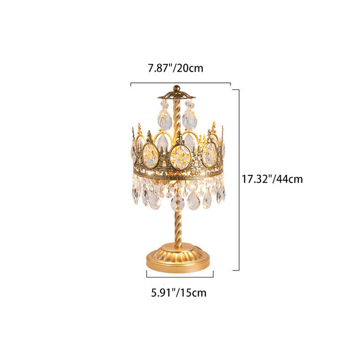 Modern Luxury Crown Iron Crystal 2-Light Table Lamp For Bedroom