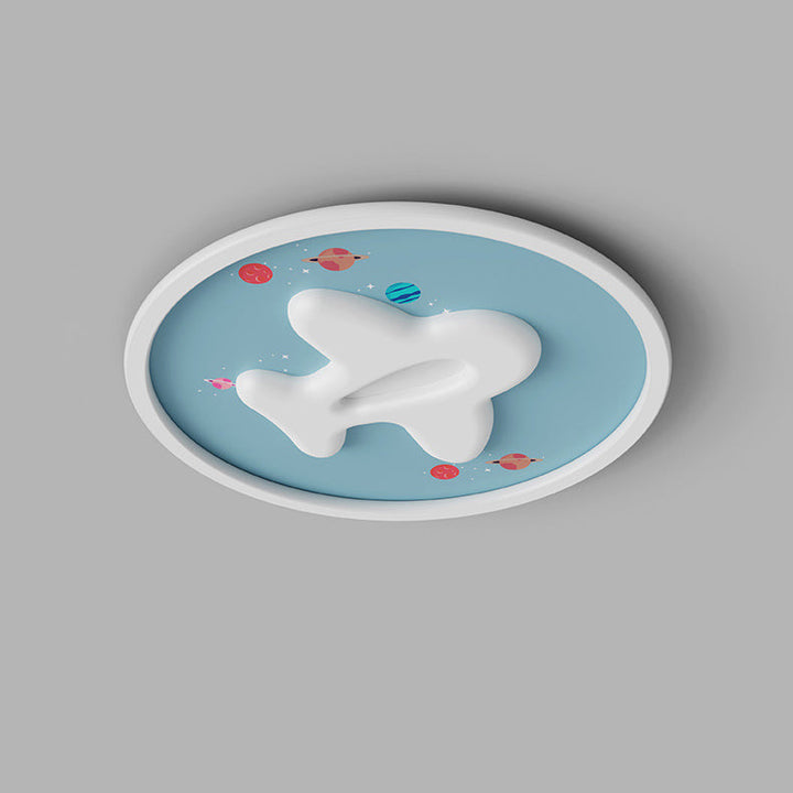 Modern Eclectic Kids Cartoon Airplane Iron Aluminum LED Flush Mount Ceiling Light For Bedroom