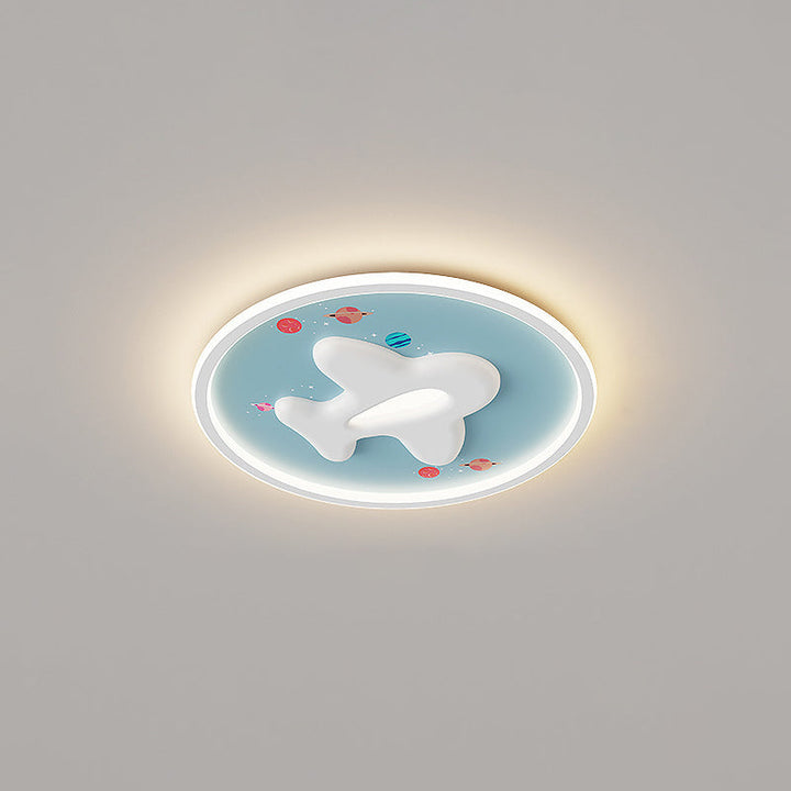Modern Eclectic Kids Cartoon Airplane Iron Aluminum LED Flush Mount Ceiling Light For Bedroom