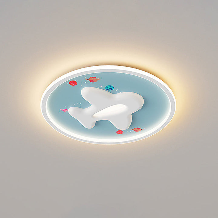 Modern Eclectic Kids Cartoon Airplane Iron Aluminum LED Flush Mount Ceiling Light For Bedroom
