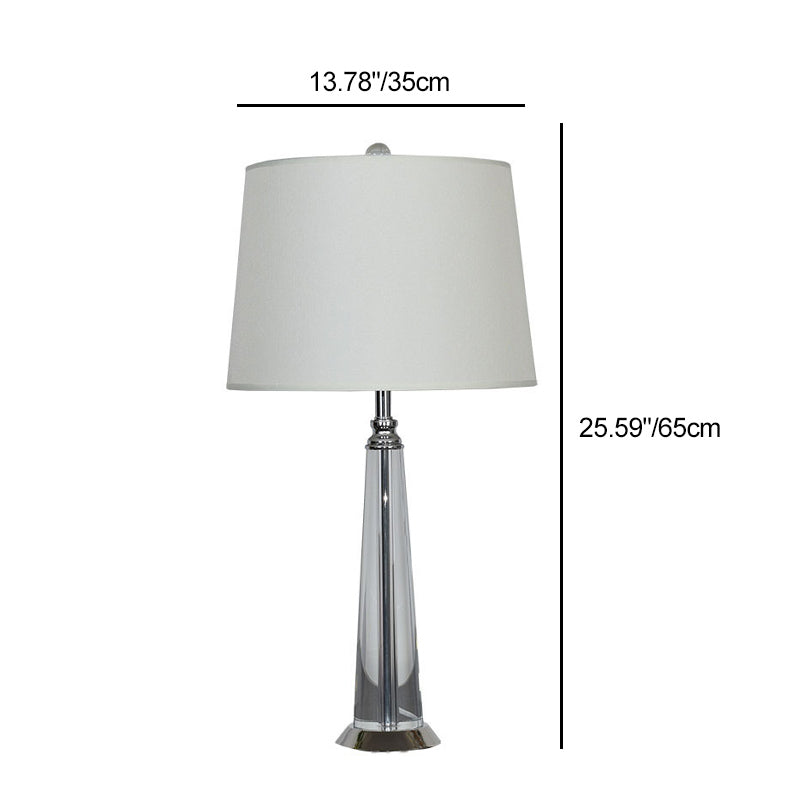 Contemporary Scandinavian Frustum Cone Crystal Fabric 1-Light Table Lamp For Bedroom