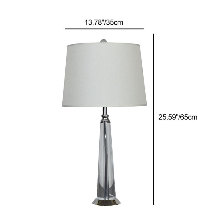 Contemporary Scandinavian Frustum Cone Crystal Fabric 1-Light Table Lamp For Bedroom