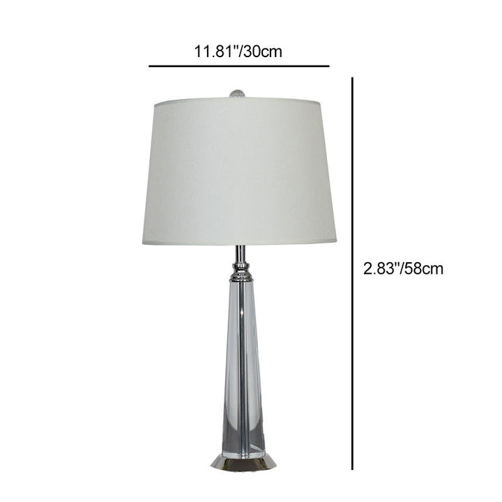 Contemporary Scandinavian Frustum Cone Crystal Fabric 1-Light Table Lamp For Bedroom