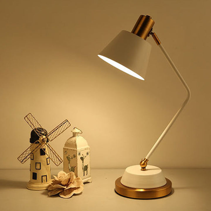Contemporary Nordic Frustum Cone Metal 1-Light Table Lamp For Bedroom