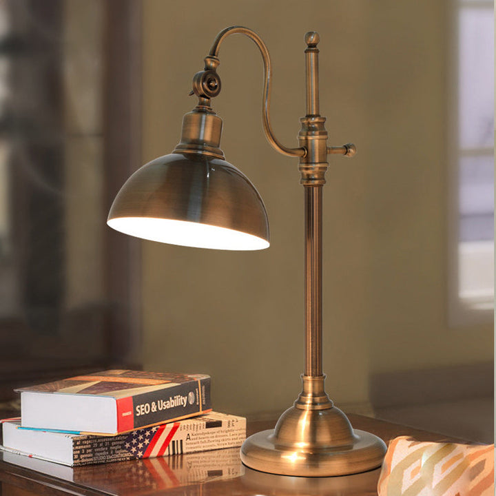 Contemporary Industrial Dome Iron 1-Light Table Lamp For Bedroom
