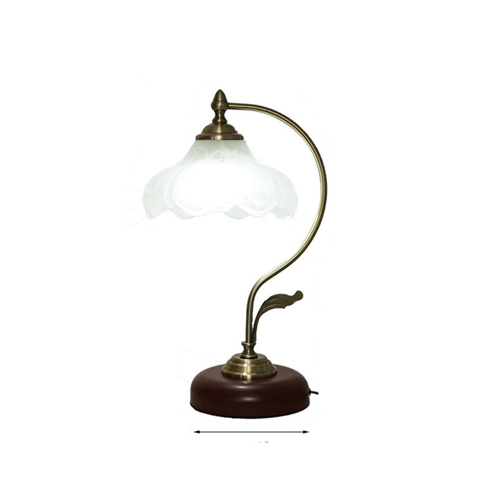 Modern Mid-Century Flower Iron Glass 1-Light Table Lamp For Bedroom