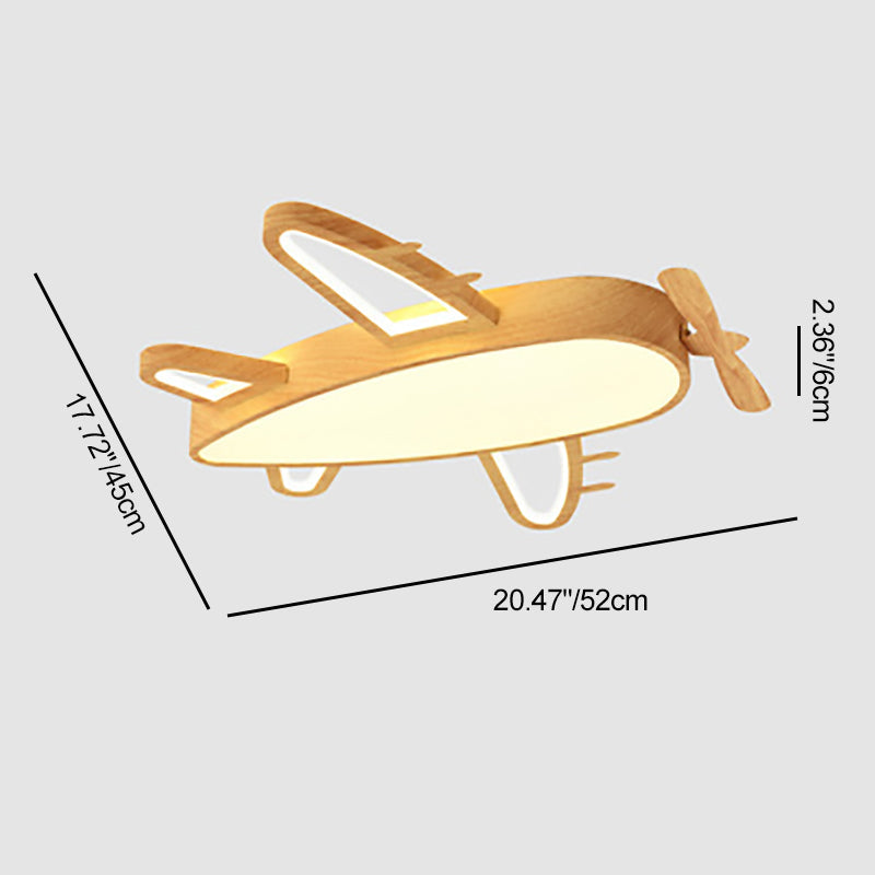 Modern Eclectic Kids Cartoon Airplane Iron Acrylic LED Flush Mount Ceiling Light For Bedroom