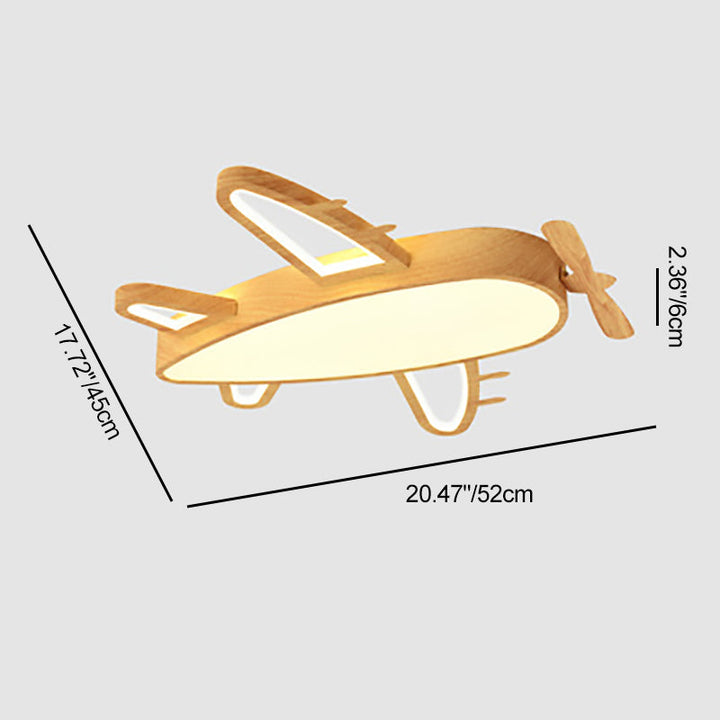 Modern Eclectic Kids Cartoon Airplane Iron Acrylic LED Flush Mount Ceiling Light For Bedroom
