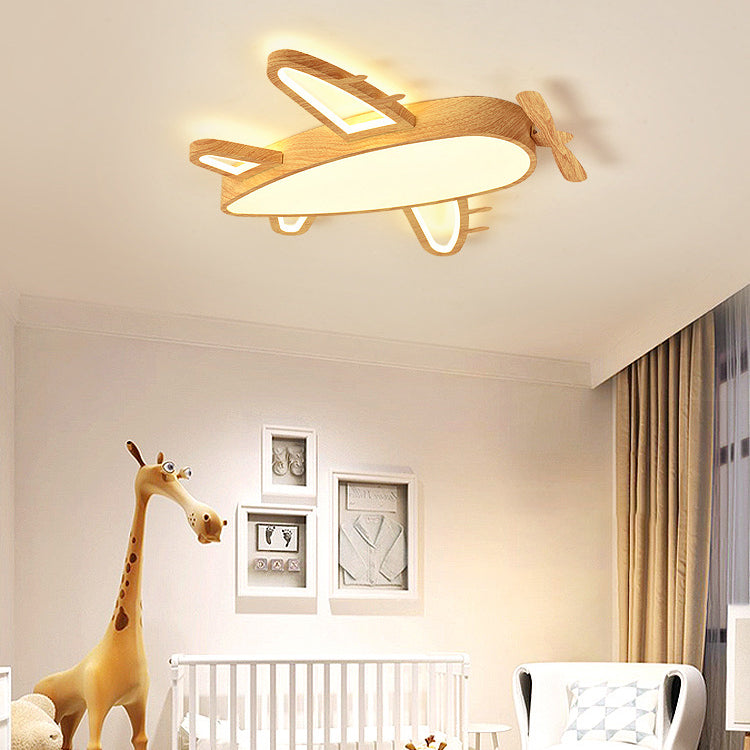 Modern Eclectic Kids Cartoon Airplane Iron Acrylic LED Flush Mount Ceiling Light For Bedroom