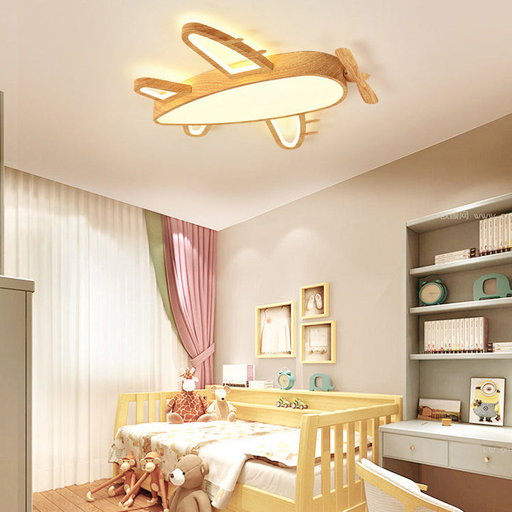 Modern Eclectic Kids Cartoon Airplane Iron Acrylic LED Flush Mount Ceiling Light For Bedroom
