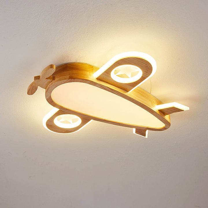 Modern Eclectic Kids Cartoon Airplane Iron Acrylic LED Flush Mount Ceiling Light For Bedroom