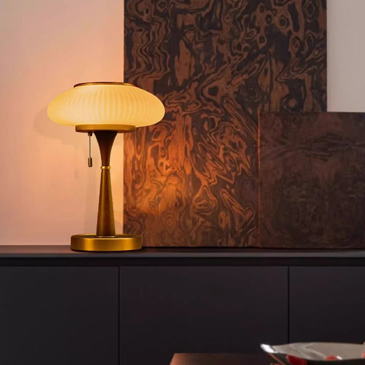 Modern Mid-Century Globe Iron Glass Solid Wood 1-Light Table Lamp For Bedroom