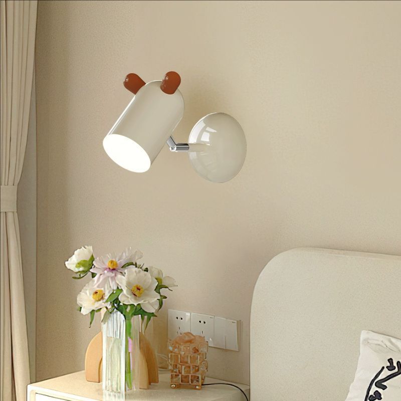 Modern Minimalist Kids Cute Cylinder Shade Iron Acrylic LED Wall Sconce Lamp For Bedroom