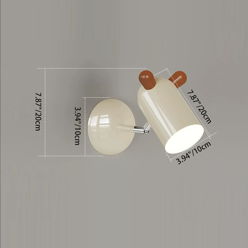 Modern Minimalist Kids Cute Cylinder Shade Iron Acrylic LED Wall Sconce Lamp For Bedroom