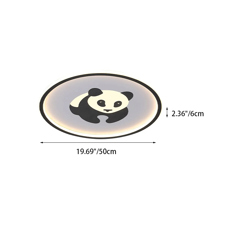Contemporary Creative Iron Round Panda Kids LED Flush Mount Ceiling Light For Bedroom