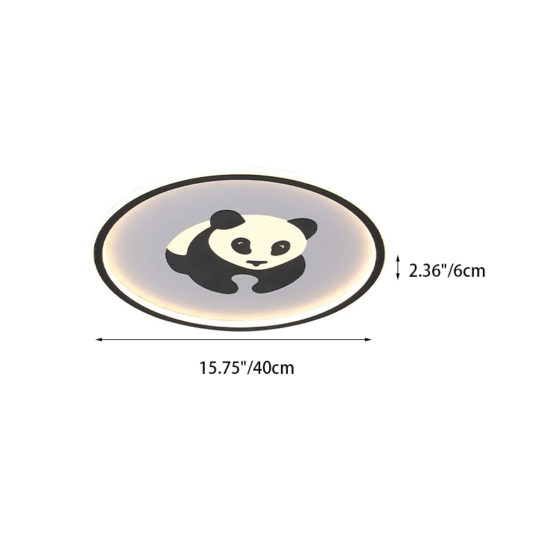 Contemporary Creative Iron Round Panda Kids LED Flush Mount Ceiling Light For Bedroom