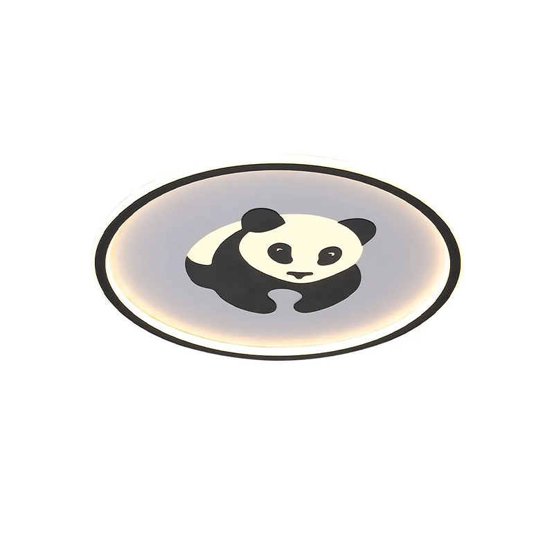 Contemporary Creative Iron Round Panda Kids LED Flush Mount Ceiling Light For Bedroom