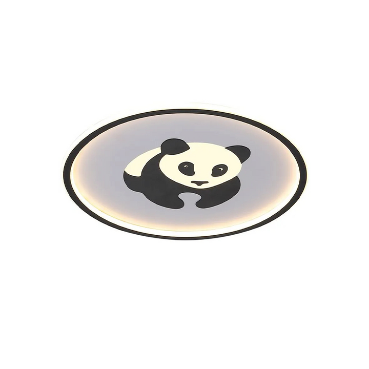 Contemporary Creative Iron Round Panda Kids LED Flush Mount Ceiling Light For Bedroom