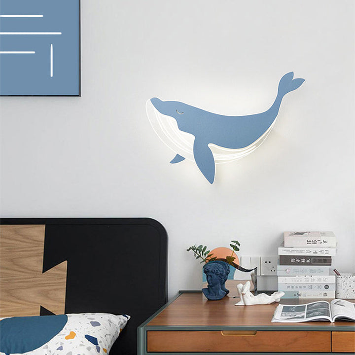 Modern Minimalist Kids Iron Acrylic Rabbit &amp; Dolphin LED Wall Sconce Lamp for Bedroom