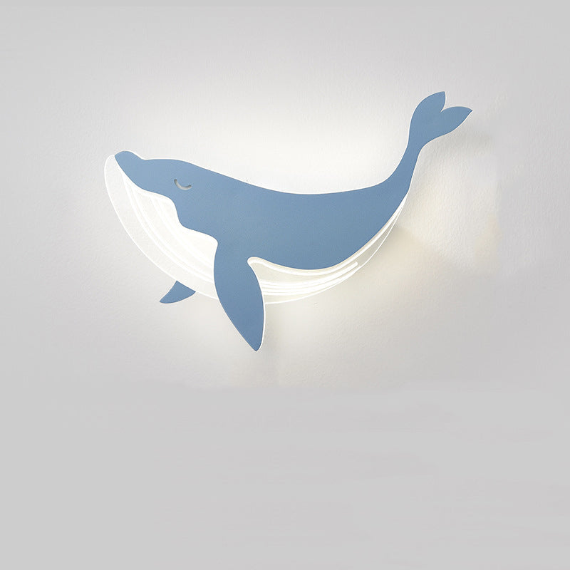 Modern Minimalist Kids Iron Acrylic Rabbit &amp; Dolphin LED Wall Sconce Lamp for Bedroom