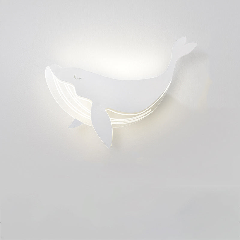 Modern Minimalist Kids Iron Acrylic Rabbit &amp; Dolphin LED Wall Sconce Lamp for Bedroom