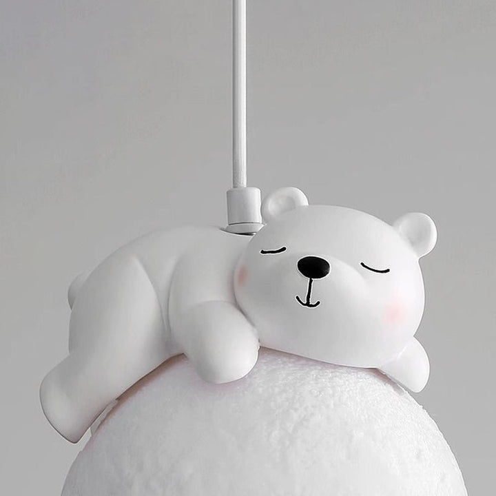 Contemporary Creative Kids Bear Rabbit Iron Resin PLA 1/3-Light Chandelier For Bedroom