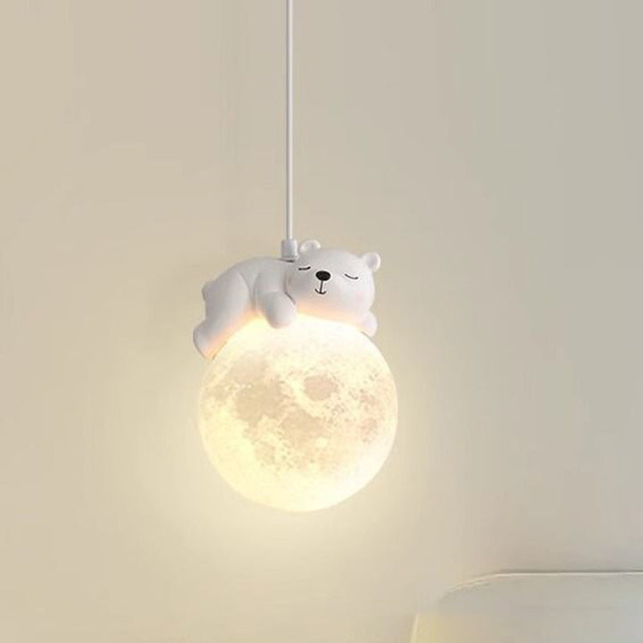 Contemporary Creative Kids Bear Rabbit Iron Resin PLA 1/3-Light Chandelier For Bedroom