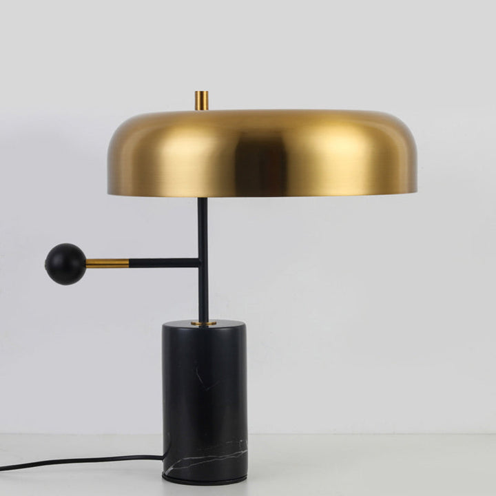 Modern Art Deco Geometric Iron Marble 1-Light Table Lamp For Study