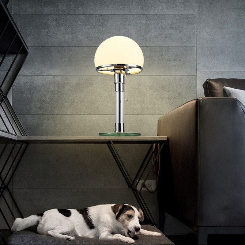 Modern Minimalist Metal Glass Round 1-Light Table Lamp For Bedroom