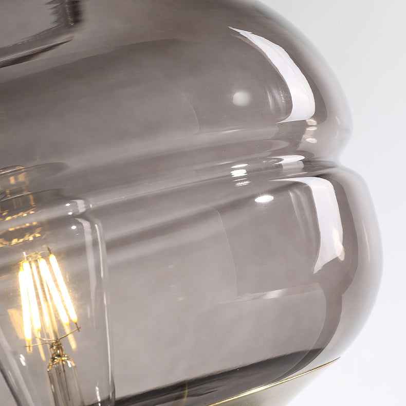 Modern Minimalist Bucket Round Glass Copper 1-Light Table Lamp For Living Room