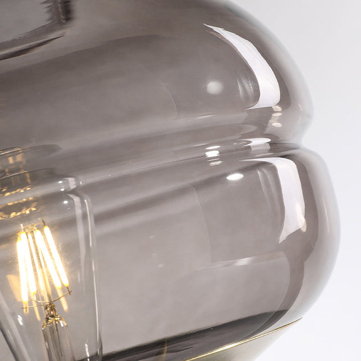 Modern Minimalist Bucket Round Glass Copper 1-Light Table Lamp For Living Room