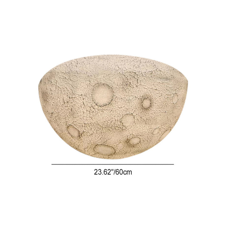 Modern Minimalist Semicircle Embossed Moon Resin LED Flush Mount Ceiling Light For Living Room