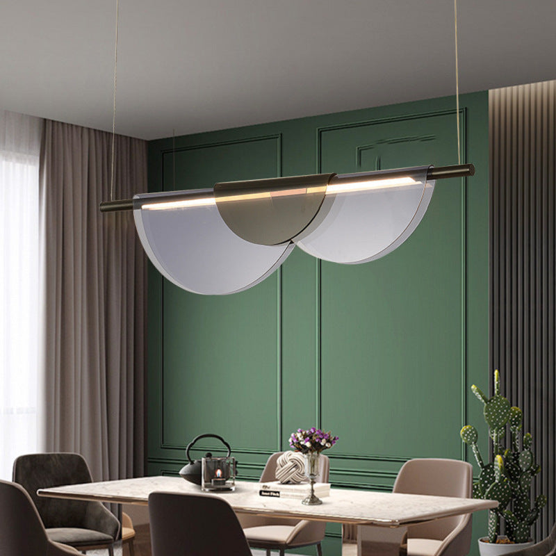 Contemporary Scandinavian Half Round Long PVC Iron LED Chandelier For Living Room