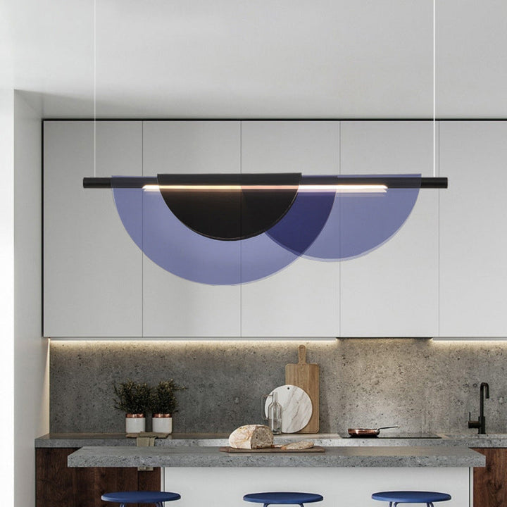 Contemporary Scandinavian Half Round Long PVC Iron LED Chandelier For Living Room