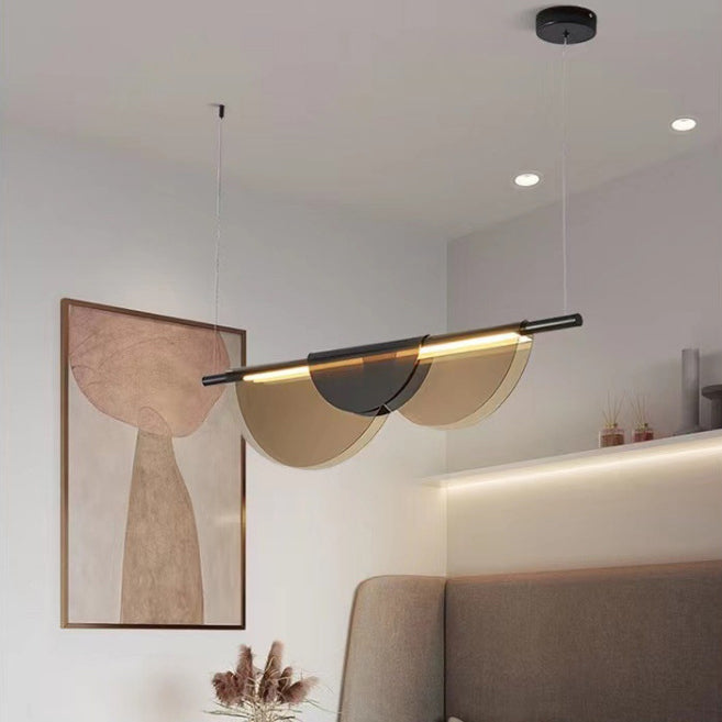 Contemporary Scandinavian Half Round Long PVC Iron LED Chandelier For Living Room
