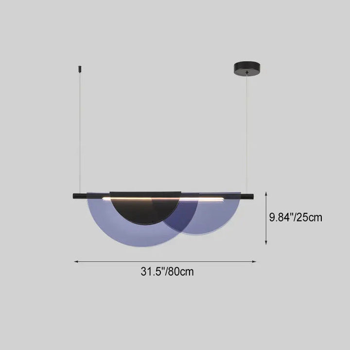 Contemporary Scandinavian Half Round Long PVC Iron LED Chandelier For Living Room