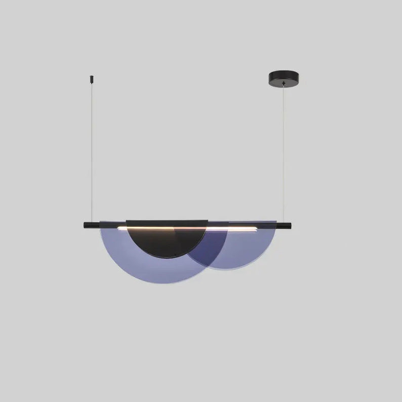 Contemporary Scandinavian Half Round Long PVC Iron LED Chandelier For Living Room
