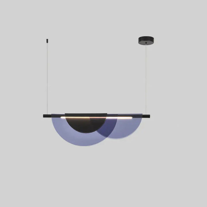 Contemporary Scandinavian Half Round Long PVC Iron LED Chandelier For Living Room