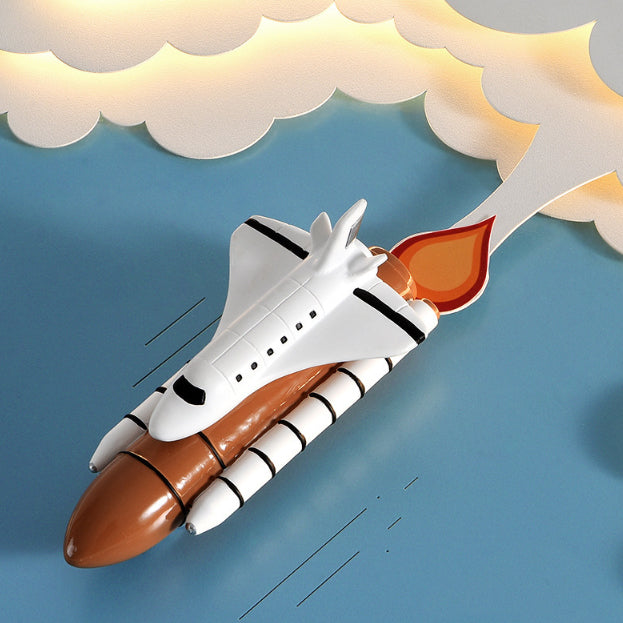 Modern Art Deco Kids Unicorn Rocket Round Silicone Iron LED Flush Mount Ceiling Light For Living Room
