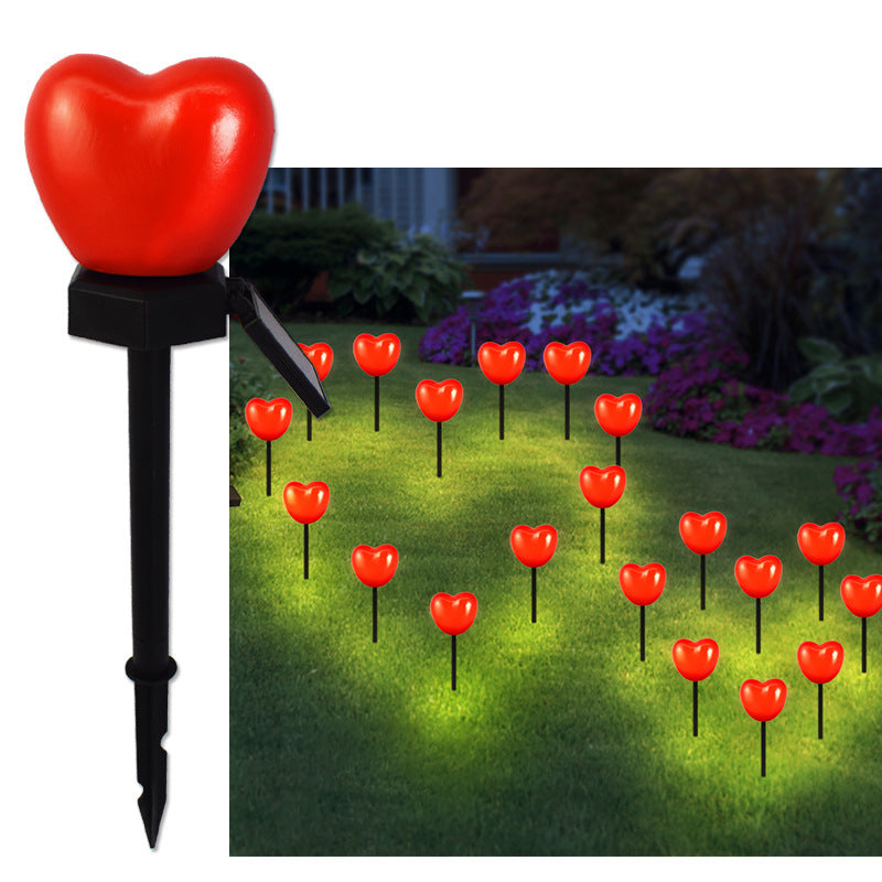 Modern Simplicity Heart Shape Solar Waterproof ABS Plastic LED Outdoor Ground Plug Light For Garden
