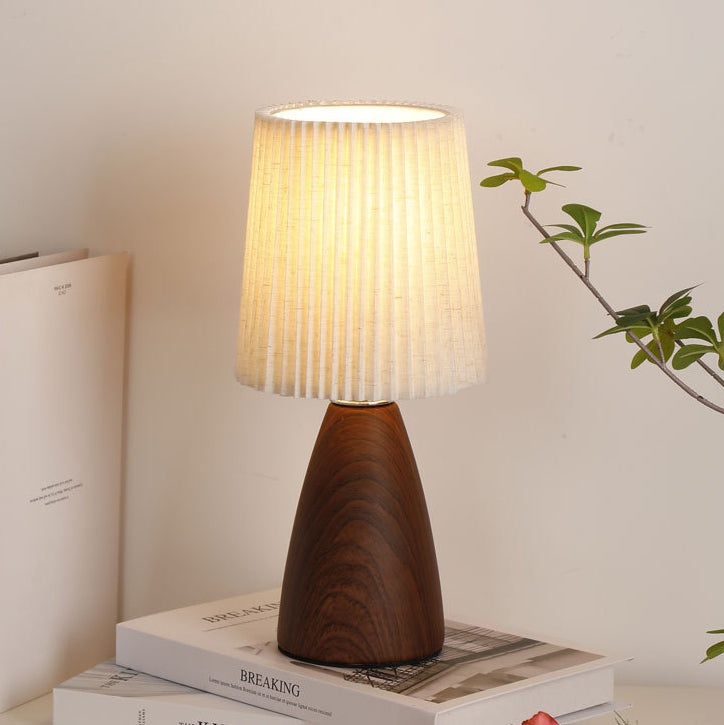 Modern Minimalist Cylinder Conical Fabric Ceramic 1-Light Table Lamp For Bedroom